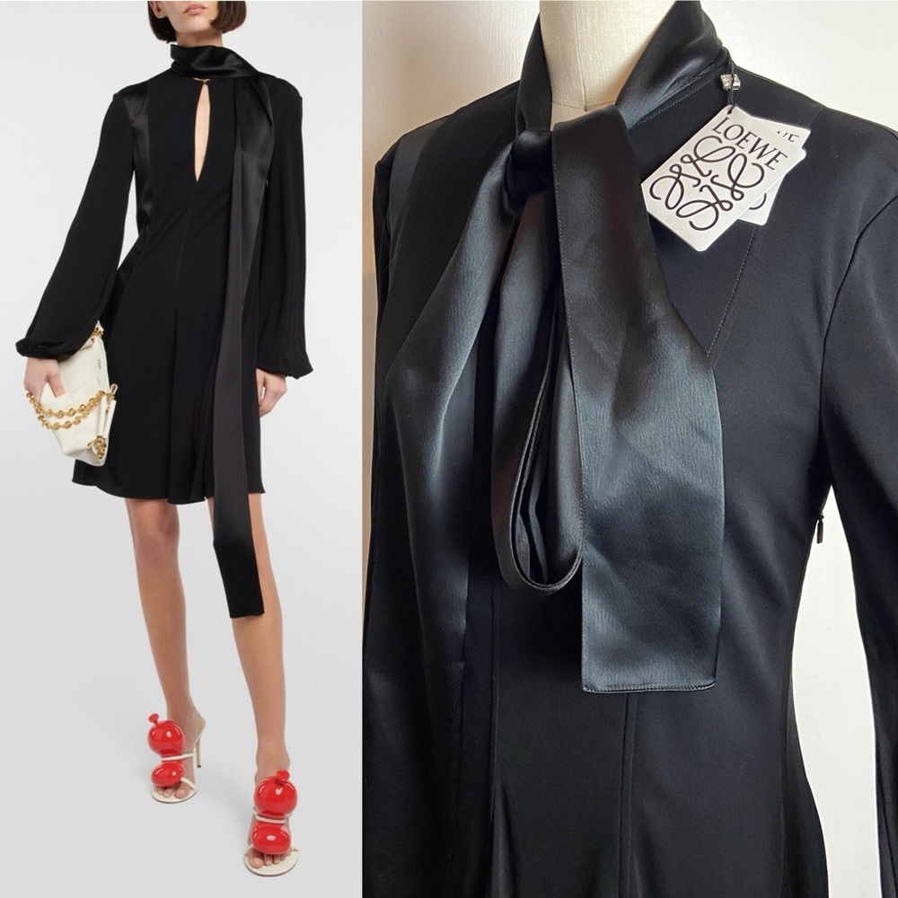 $1,990 Loewe SS23 Lavaliere Satin Crepe Dress